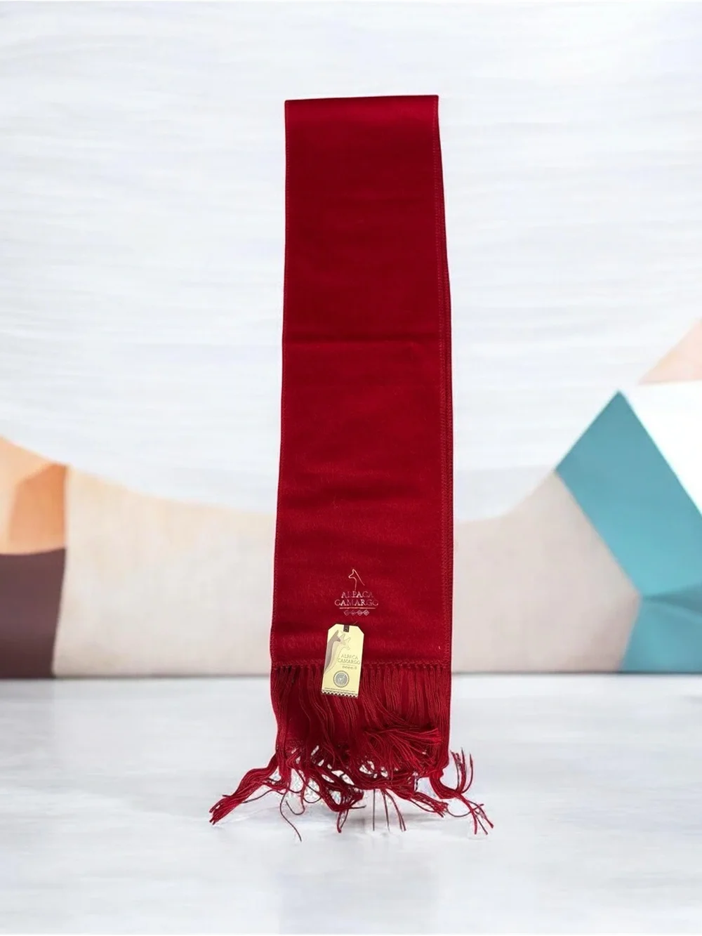 NWT Alpaca Camargo Burgundy Alpaca Wool Scarf Made in Peru Fringe Wrap